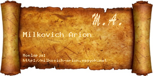 Milkovich Arion névjegykártya
